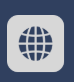 A globe icon with a grid pattern is centered on a blue background, enclosed in a rounded square.